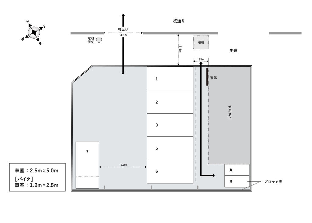 場内図 | 福岡中央１丁目バイク大栄駐車場